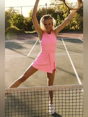 NWOT FP Movement by Free People Easy Does It Dress In Pink Lemonade -L